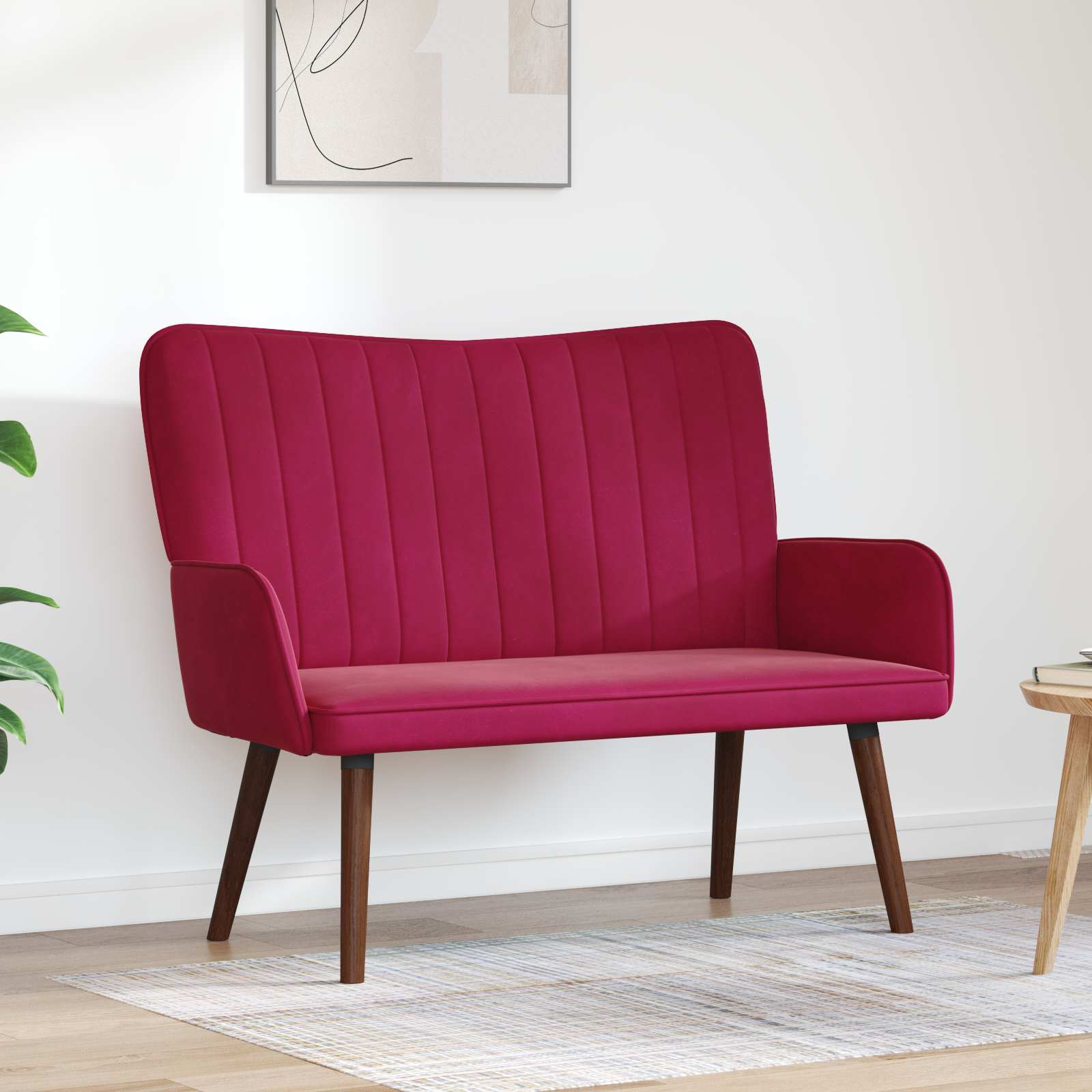 vidaXL Canapea cu 2 locuri Roșu Vin 115 x 61 x 87 cm Catifea
