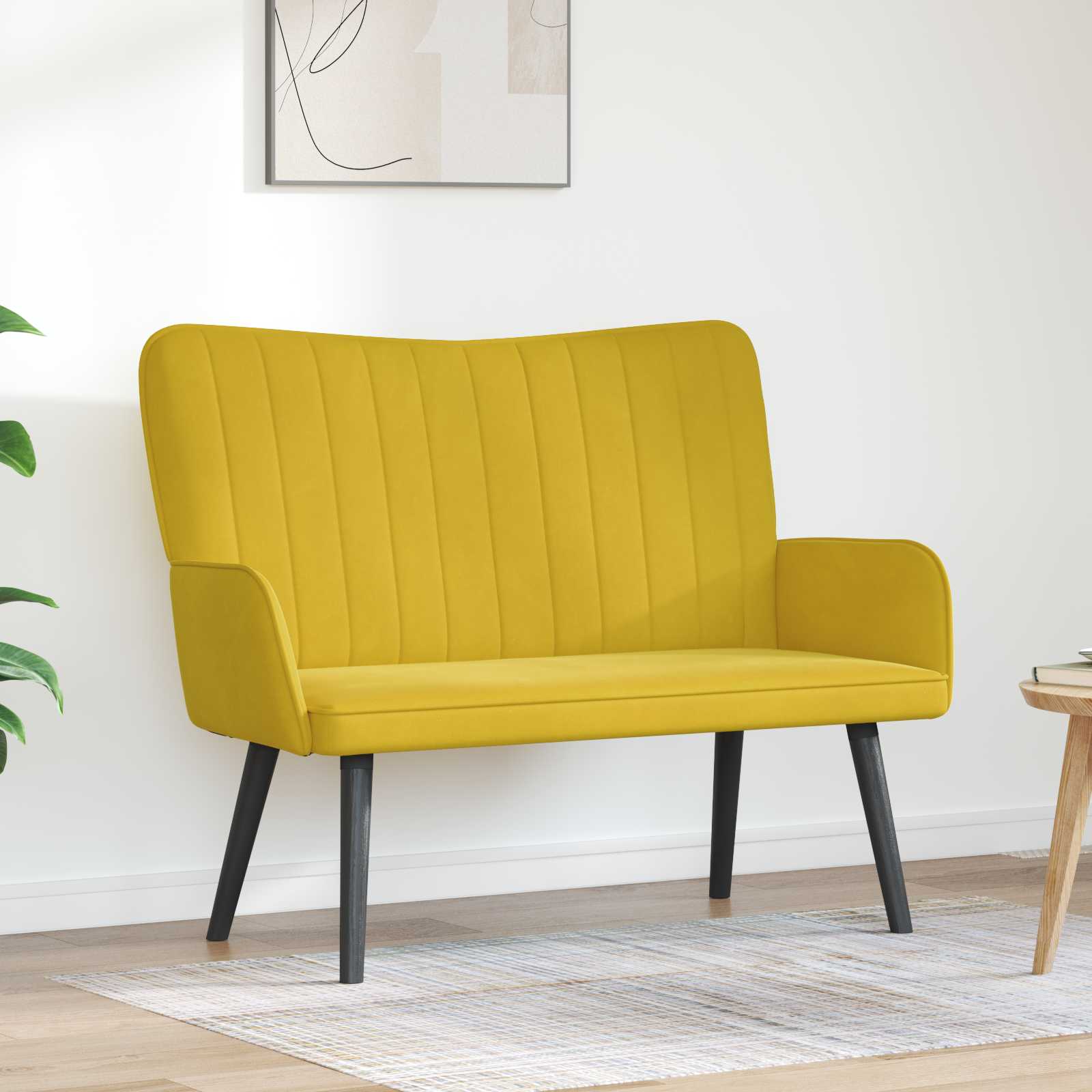 vidaXL Canapea cu două locuri Galben 115 x 61 x 87 cm Catifea