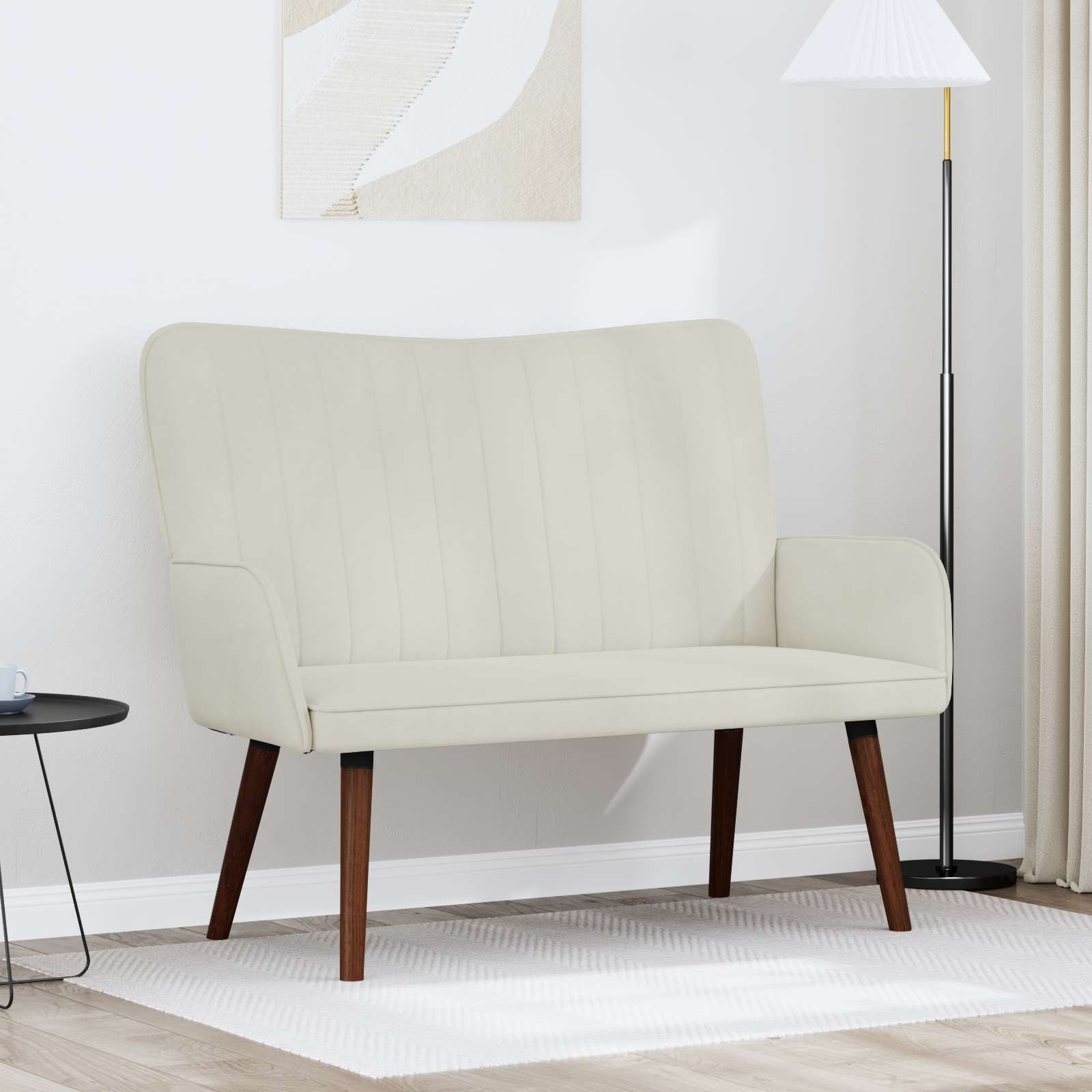 vidaXL Canapea cu 2 locuri Crem 115 x 61 x 87 cm Catifea