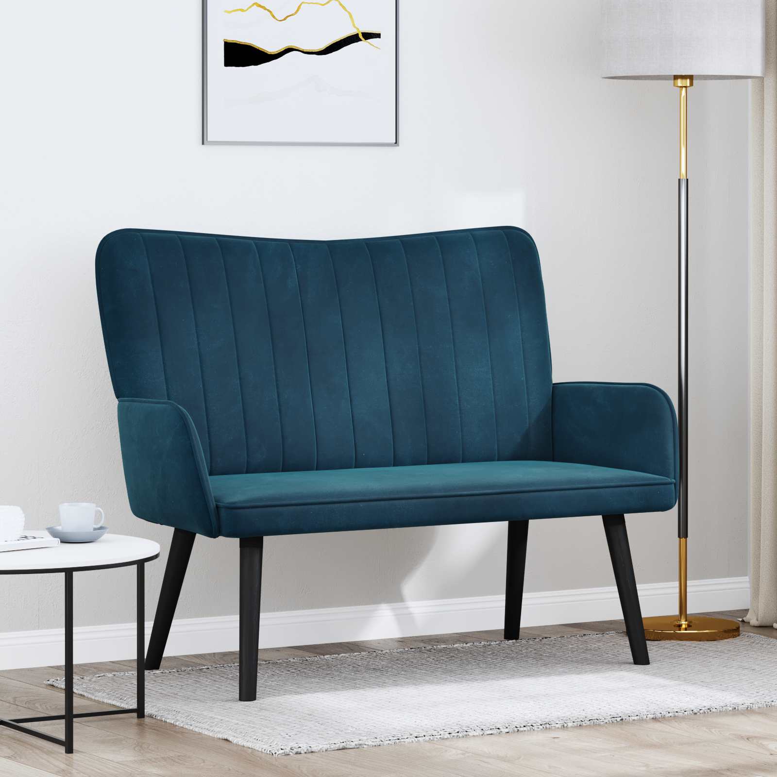 vidaXL Canapea cu două locuri albastru 115 x 61 x 87 cm Catifea