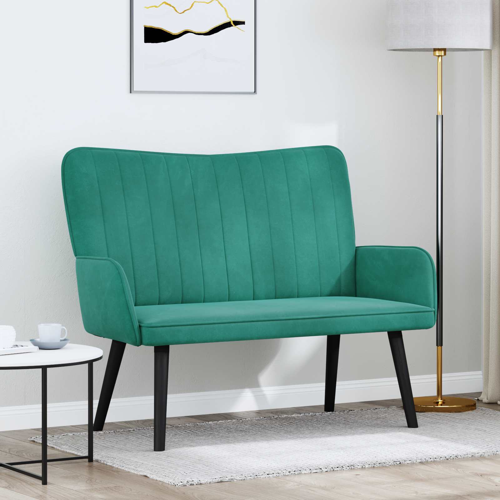 vidaXL Canapea cu două locuri Turcoaz 115 x 61 x 87 cm Catifea