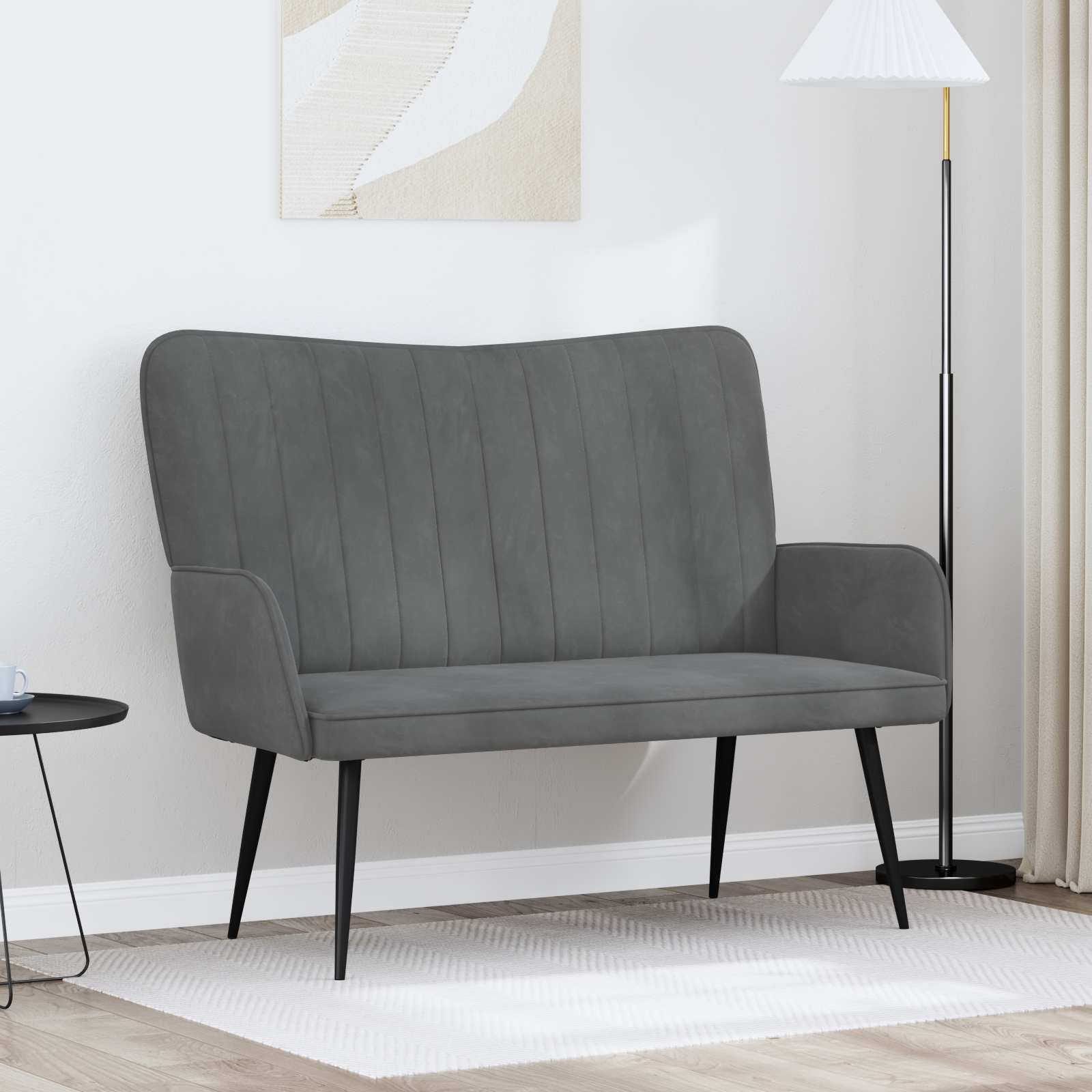 vidaXL Canapea cu două locuri Gri închis 115 x 61 x 87 cm Catifea