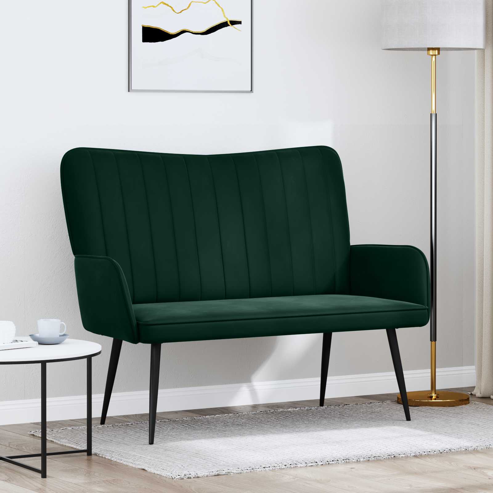 vidaXL Canapea cu două locuri Verde închis 115 x 61 x 87 cm Catifea