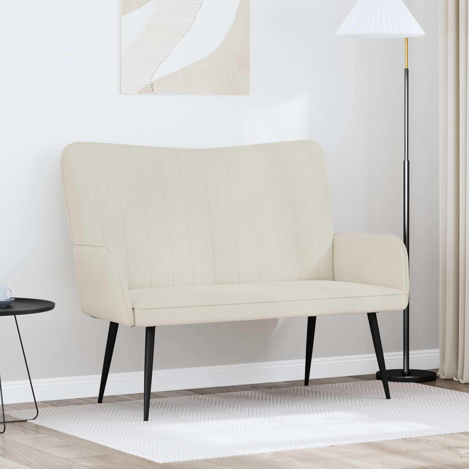 vidaXL Canapea cu două locuri Crem 115 x 61 x 87 cm Catifea