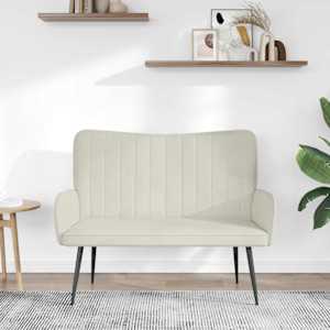 Pohovka pro dva Krémová 115 x 61 x 87 cm samet - obrázek 3
