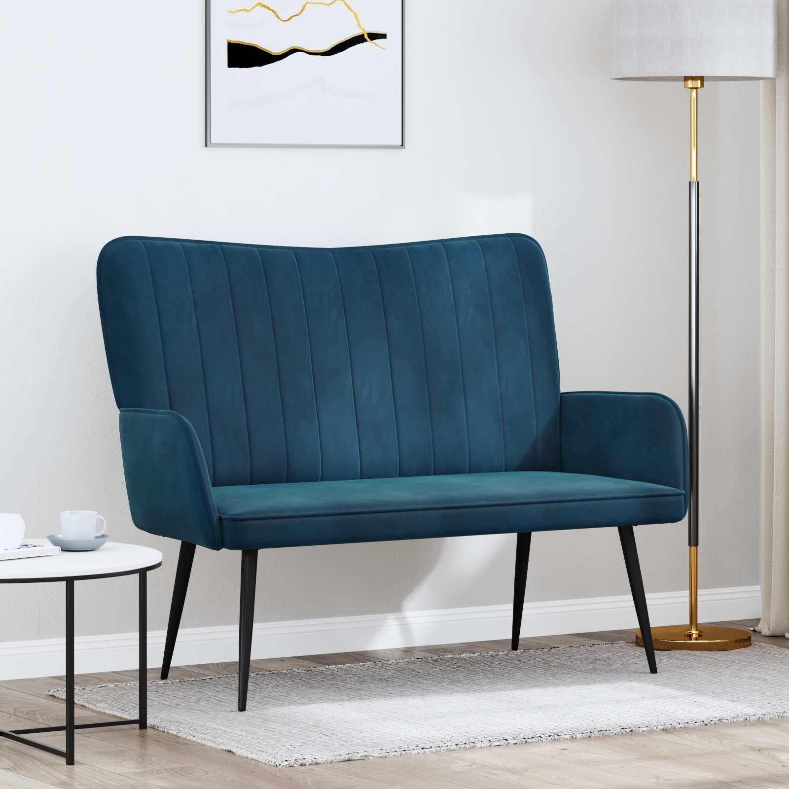 vidaXL Canapea cu două locuri albastru 115 x 61 x 87 cm Catifea