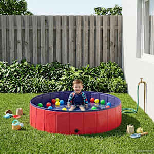 Zložljiv bazen za pse Rdeča in modra 120 x 120 x 30 cm PVC