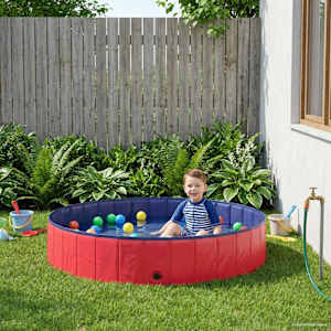 Zložljiv bazen za pse Rdeča in modra Ø 160 x 30 cm PVC