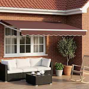 Ročno zložljivo senčilo Rjava 2,5 x 2 m Poliester s PU premazom