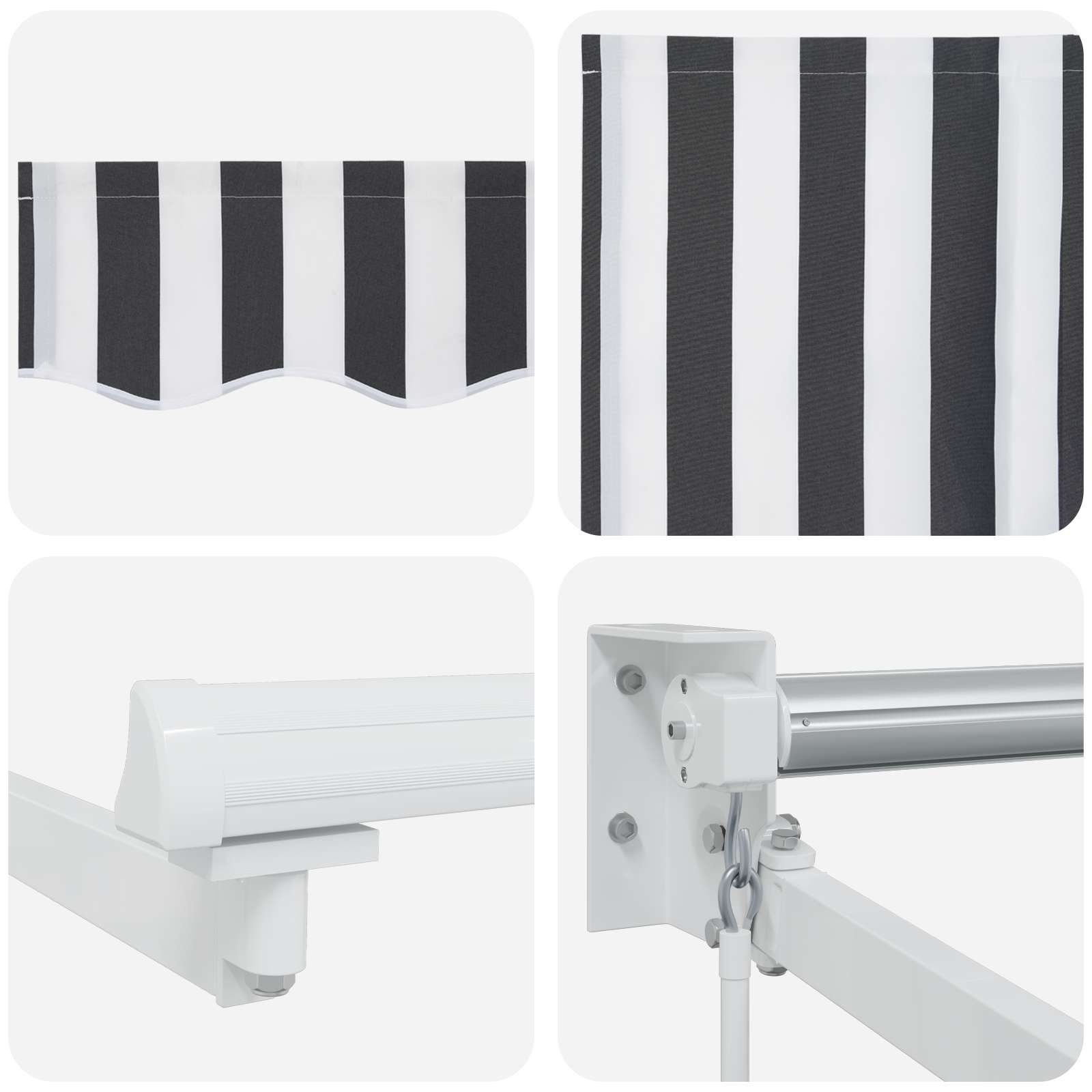 Handmatig uitschuifbare luifel Antraciet en Wit 3,5 x 2 m image 6