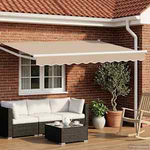 Ročno zložljivo senčilo Bež 3,5 x 2 m Poliester s PU premazom