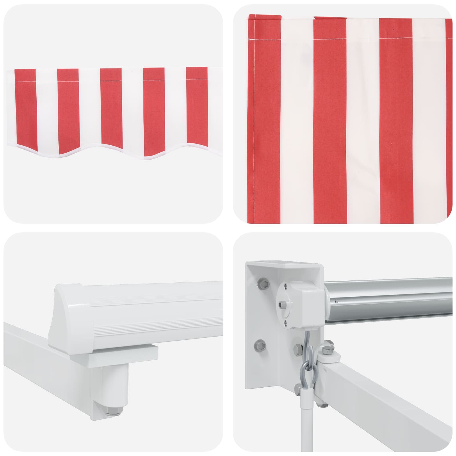 Uitschuifbare luifel Rood en Wit 4 x 2 m image 7