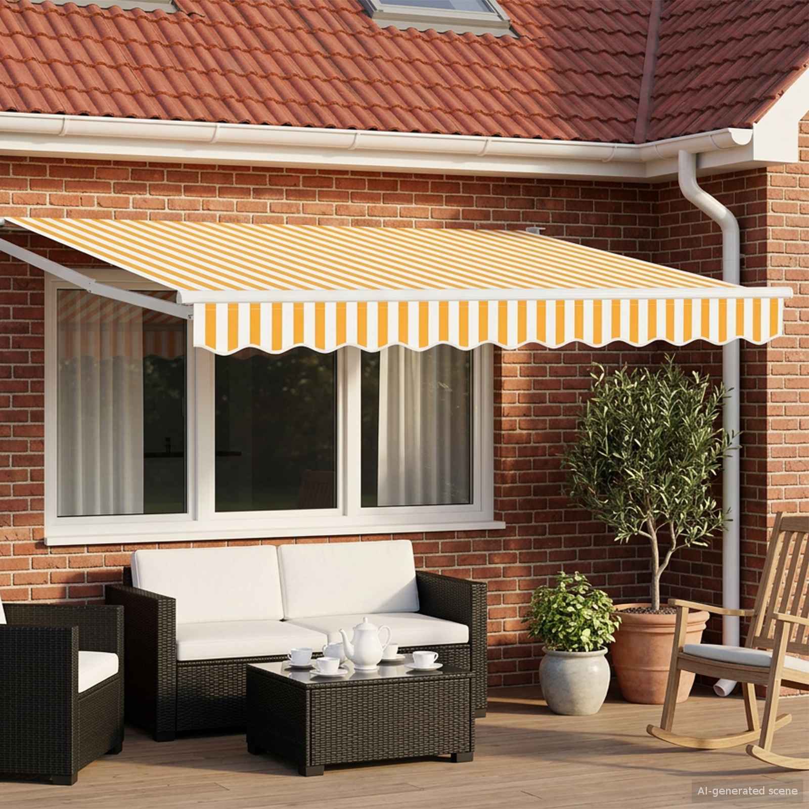 vidaXL Cort electric retractabil Galben și alb 2,5 x 2 m