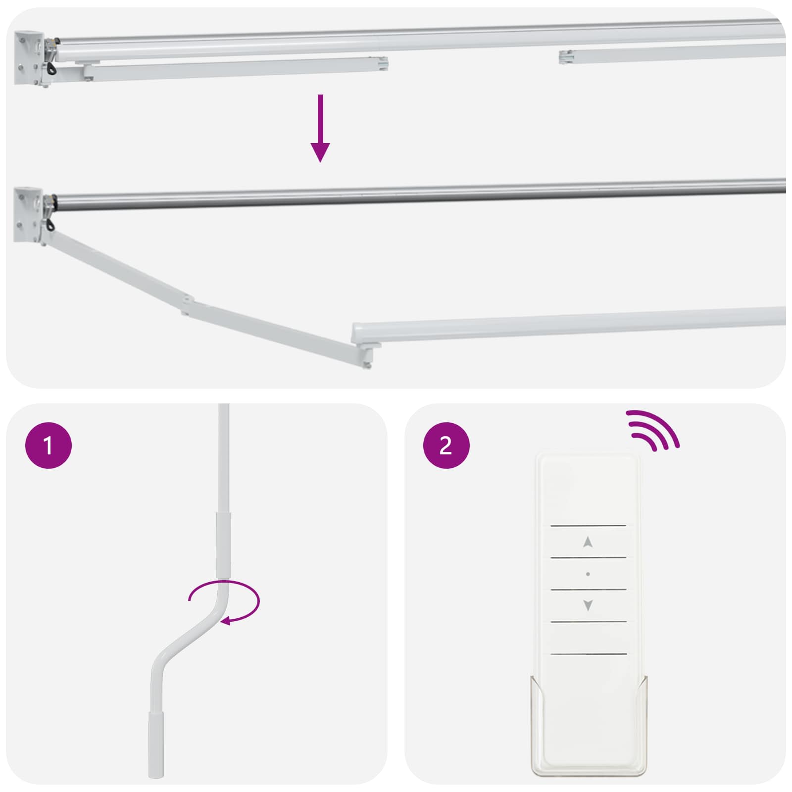 Elektrisch Uittrekbaar Zonnescherm Wit 2,5 x 2 m image 7