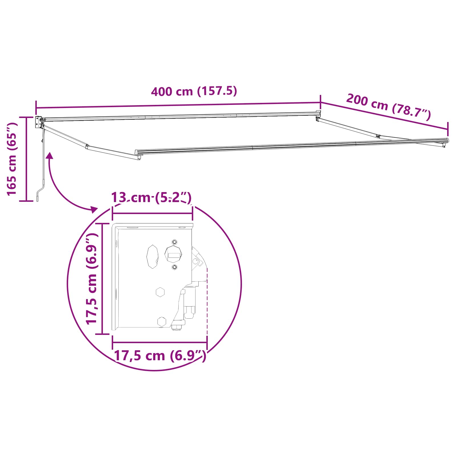Elektrisch Uittrekbaar Zonnescherm Bordeauxrood 4 x 2 m image 10