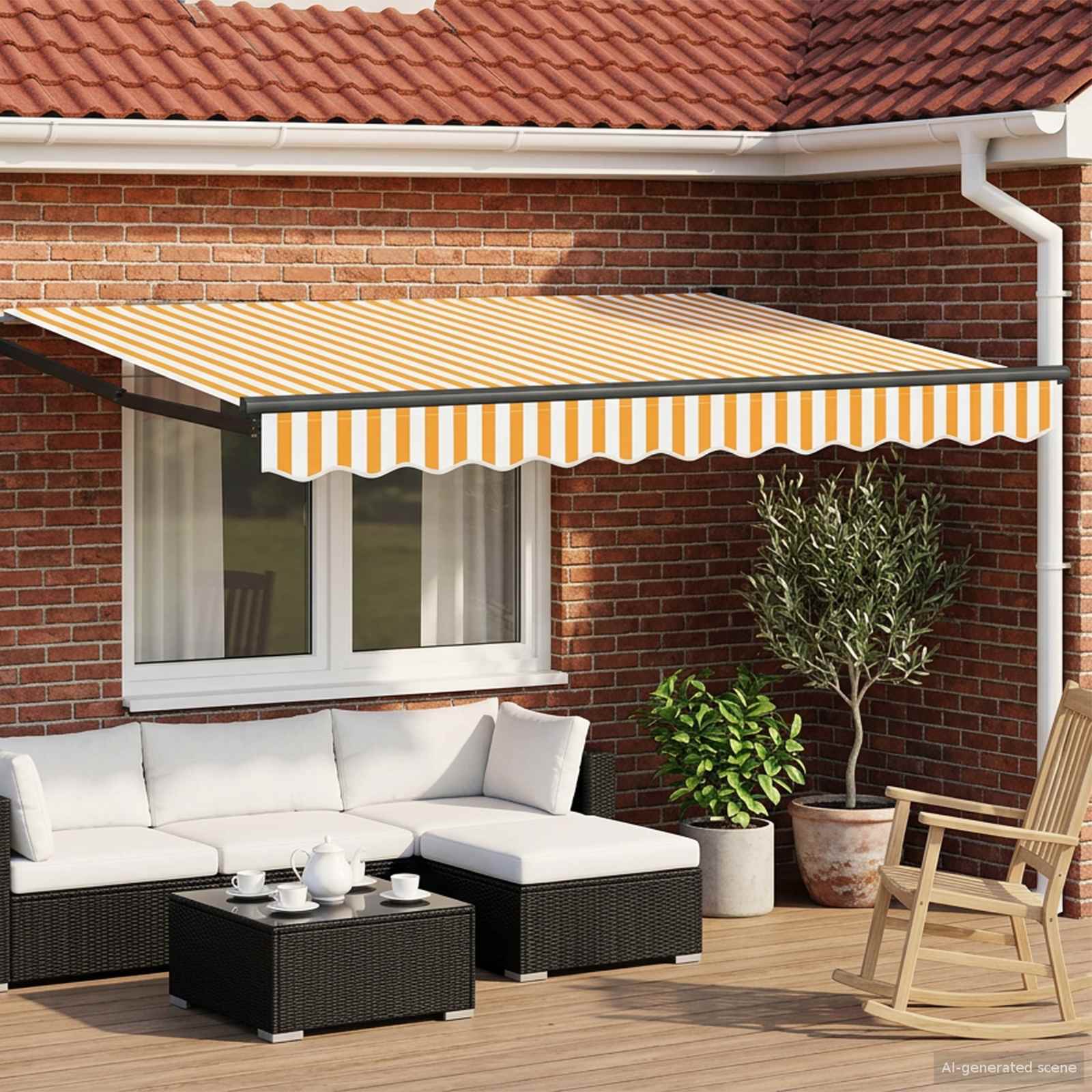 Uitschuifbare luifel Geel en wit 2,5 x 2 m image 1