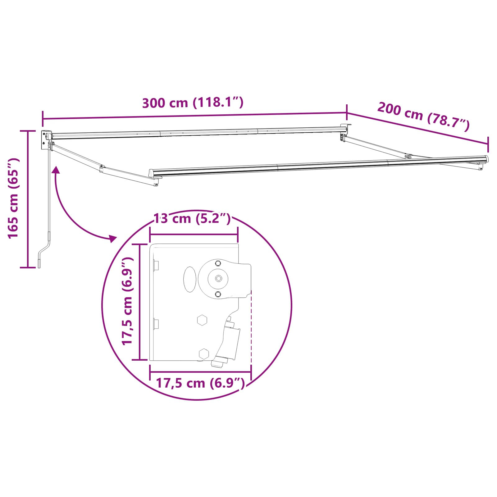 Handmatig uitschuifbare luifel Bruin 3 x 2 m image 9