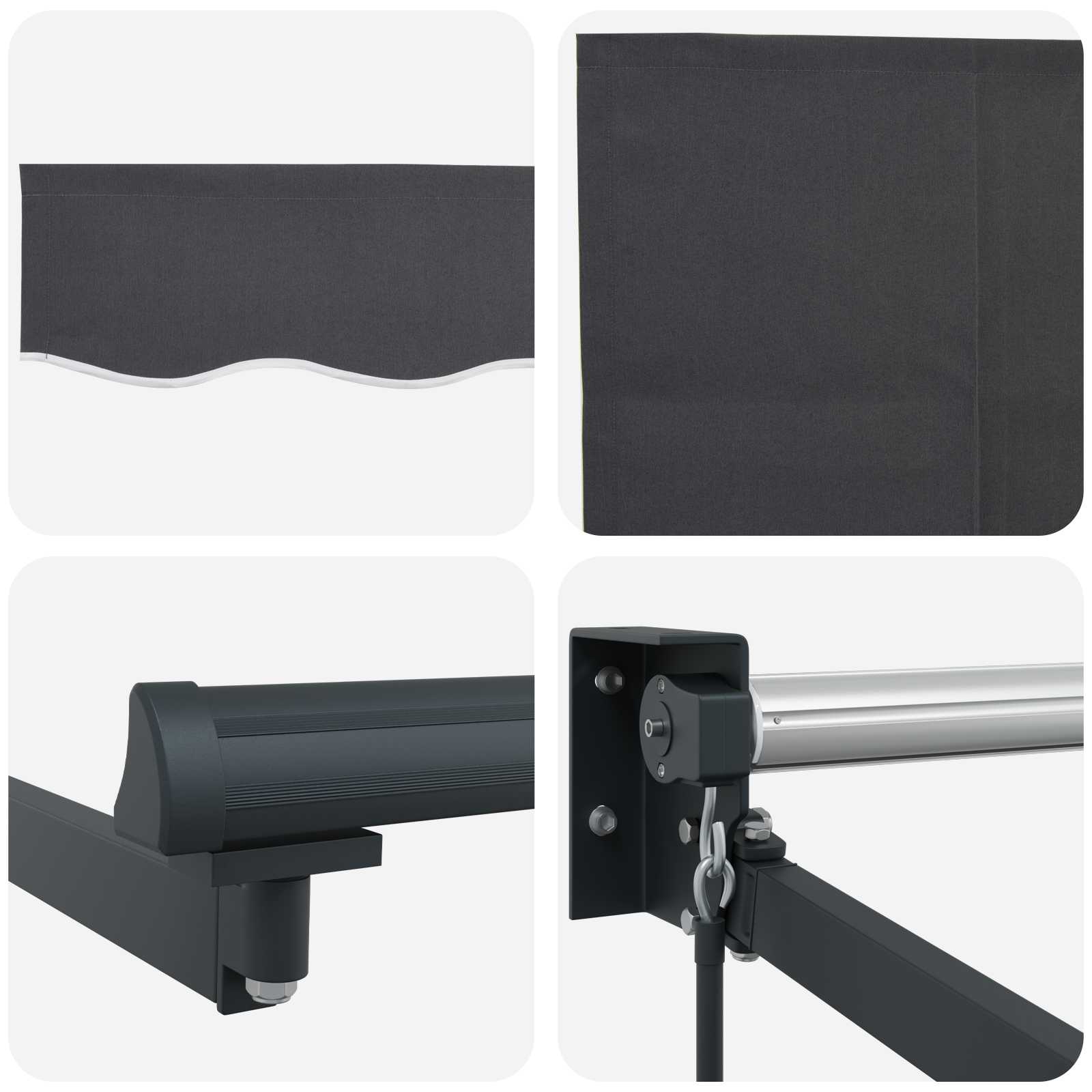 vidaXL Vlečna tenda Antracit 4 x 2 m 100% poliester in aluminij - slika 7