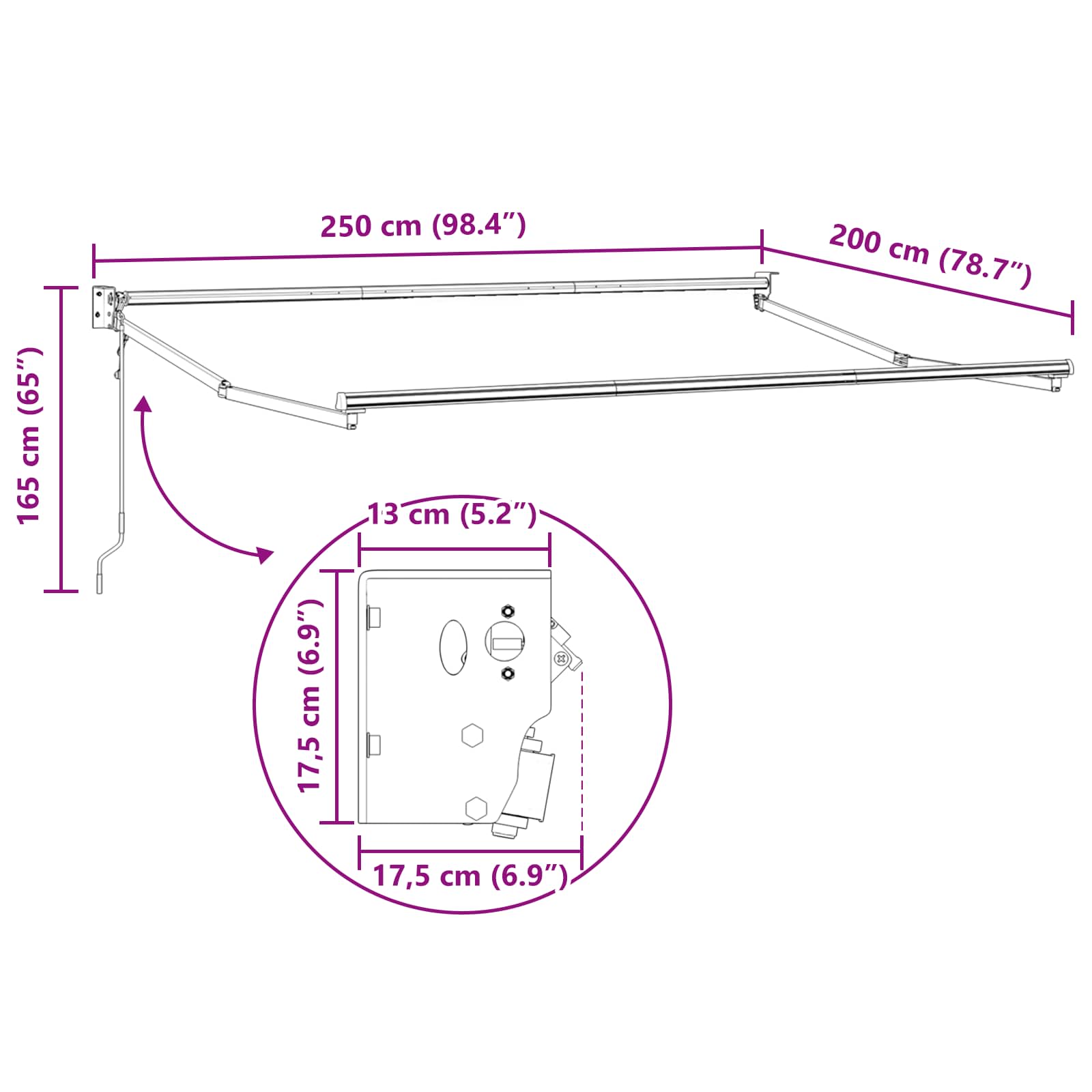 Elektrisch Uittrekbaar Zonnescherm Bruin 2,5 x 2 m image 10