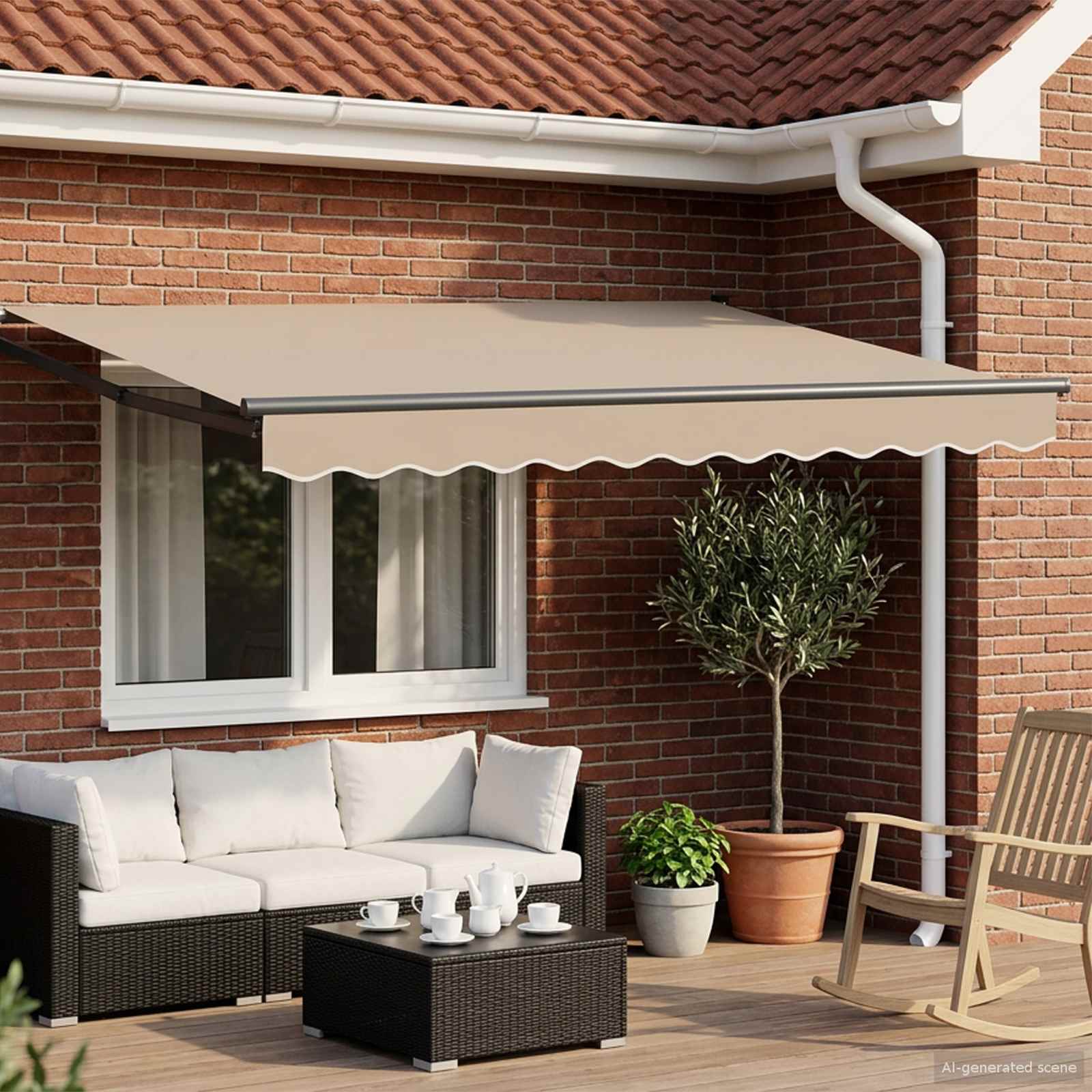 vidaXL Copertină retractabilă Bej 3 x 2 m Poliester și metal