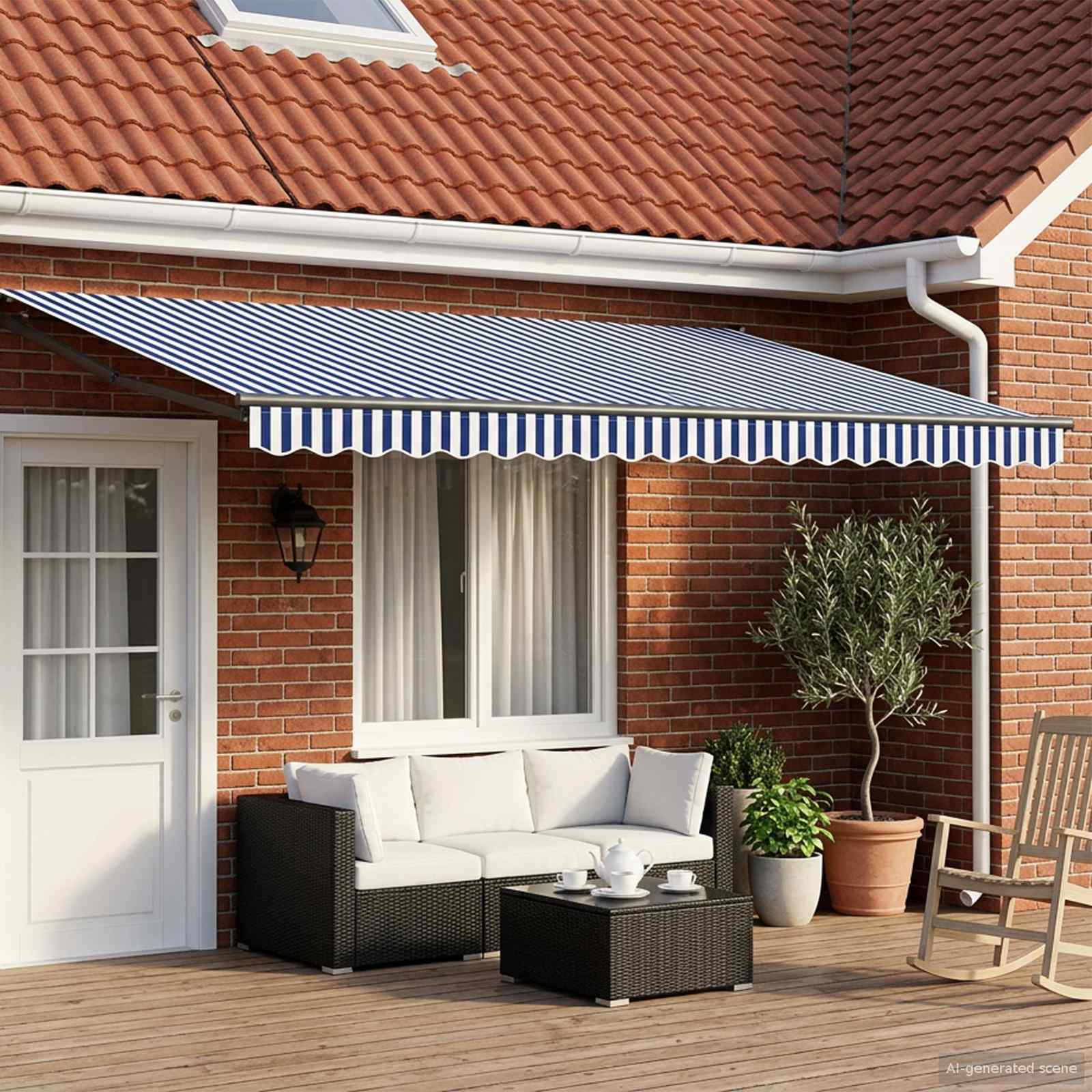 vidaXL Cort electric retractabil Albastru și Alb 4 x 2 m