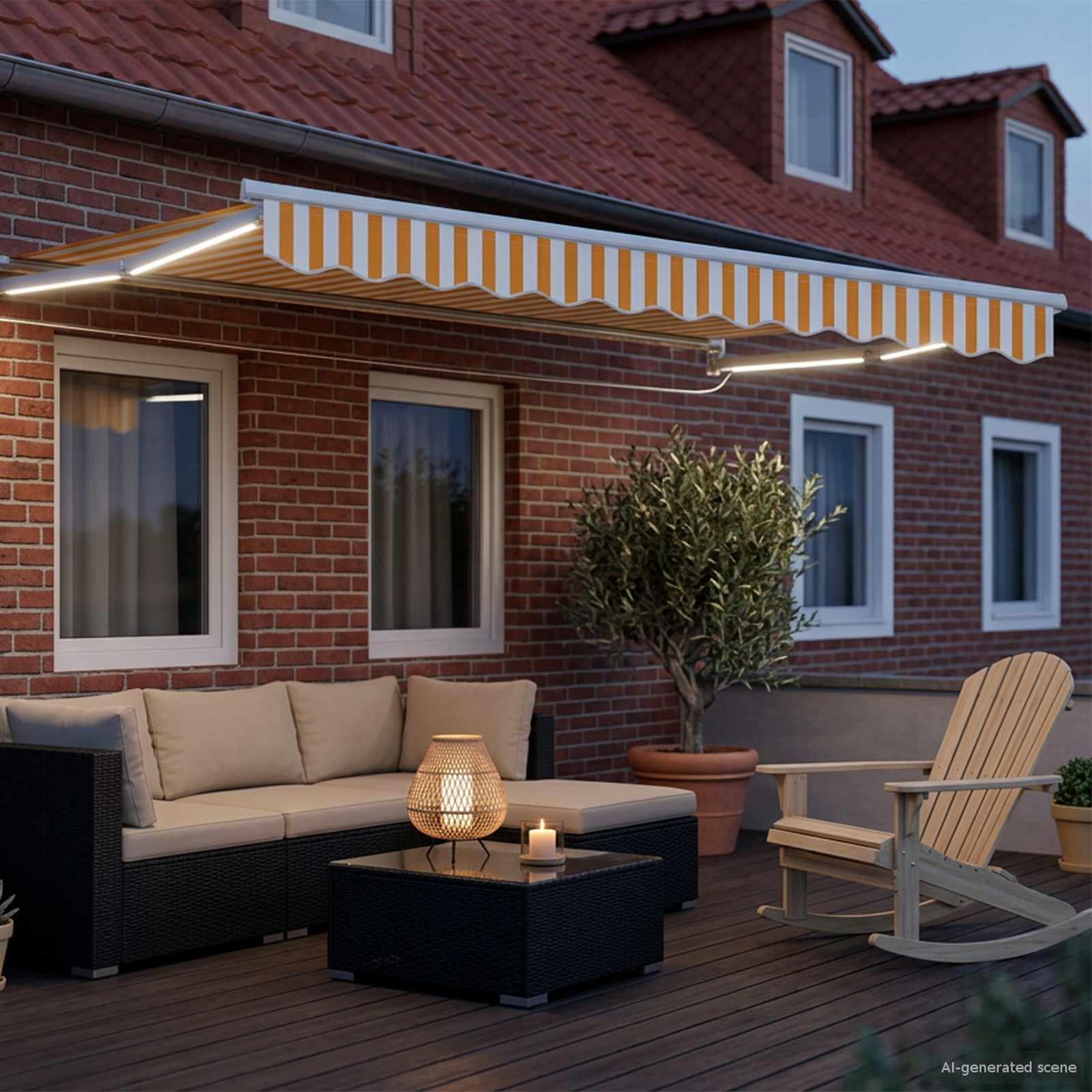 Handbediende luifel met LED's Geel en Wit 2,5 x 2 m image 3