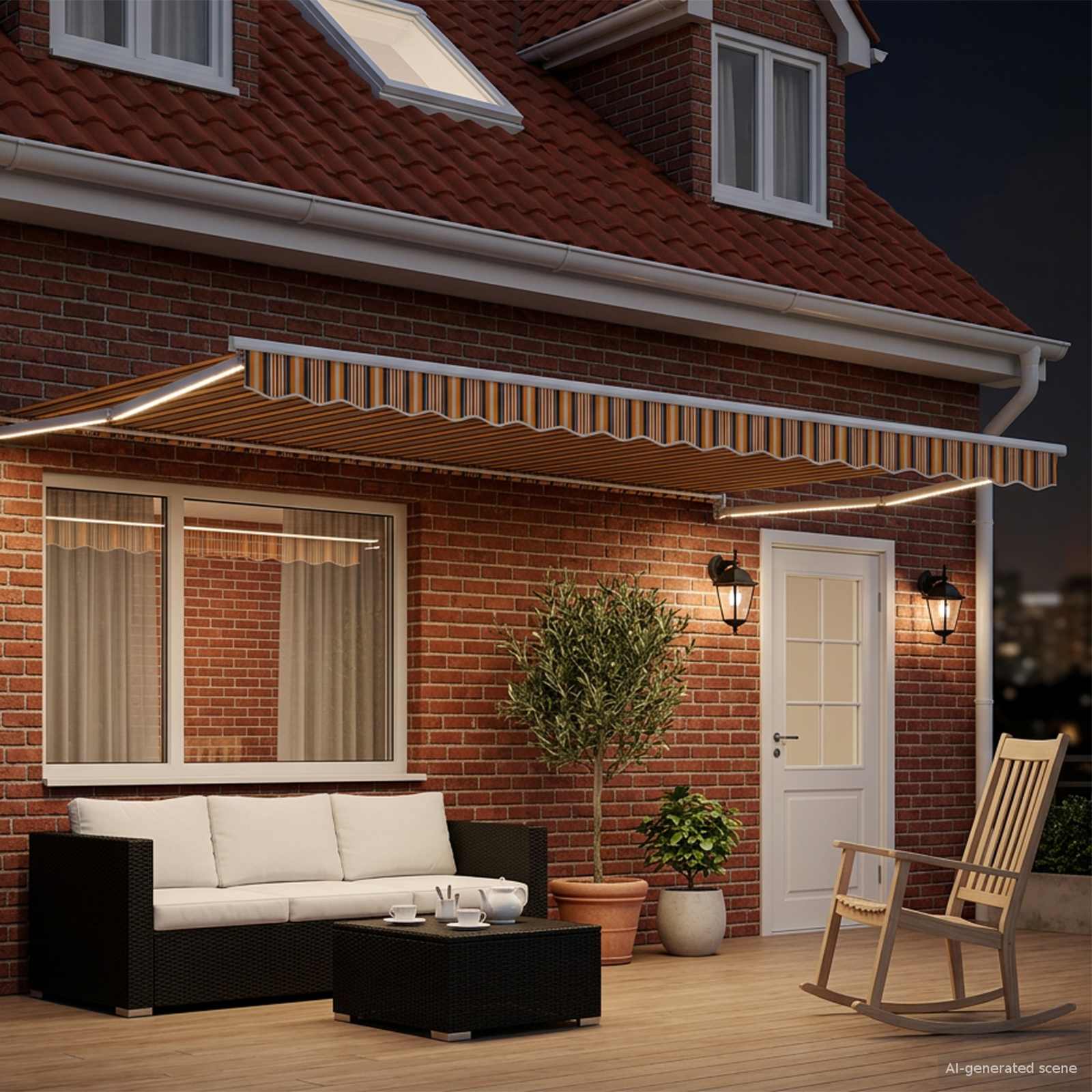 Handbediende luifel met LED's Geel, Grijs en Wit 4,5 × 3 m image 3