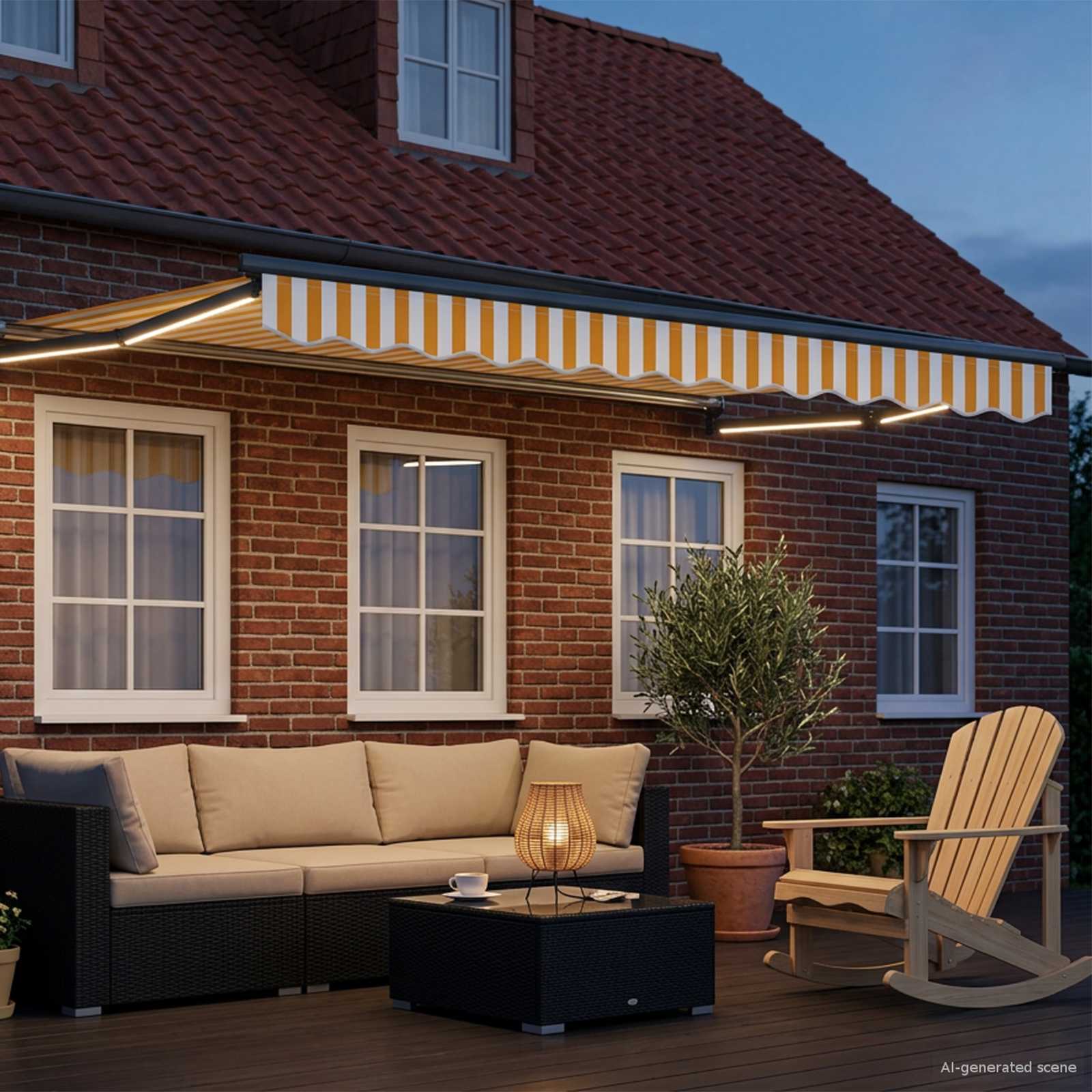 Handbediende luifel met LED's Geel, Wit, Anthraciet 2,5 x 2 m image 3