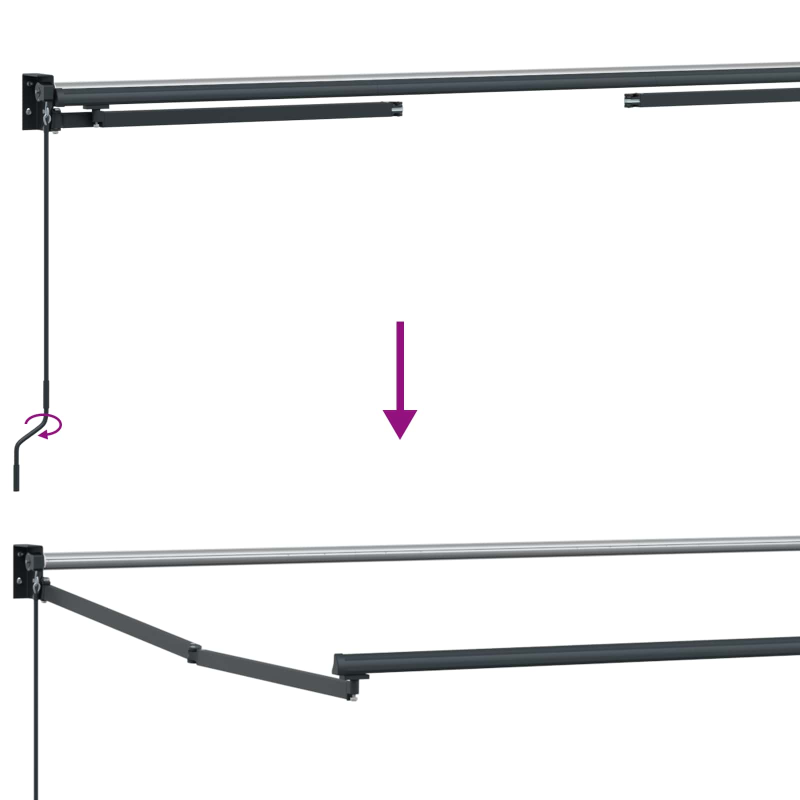 Handbediende luifel met LED's Oranje en Zwart 2,5 x 2 m image 9