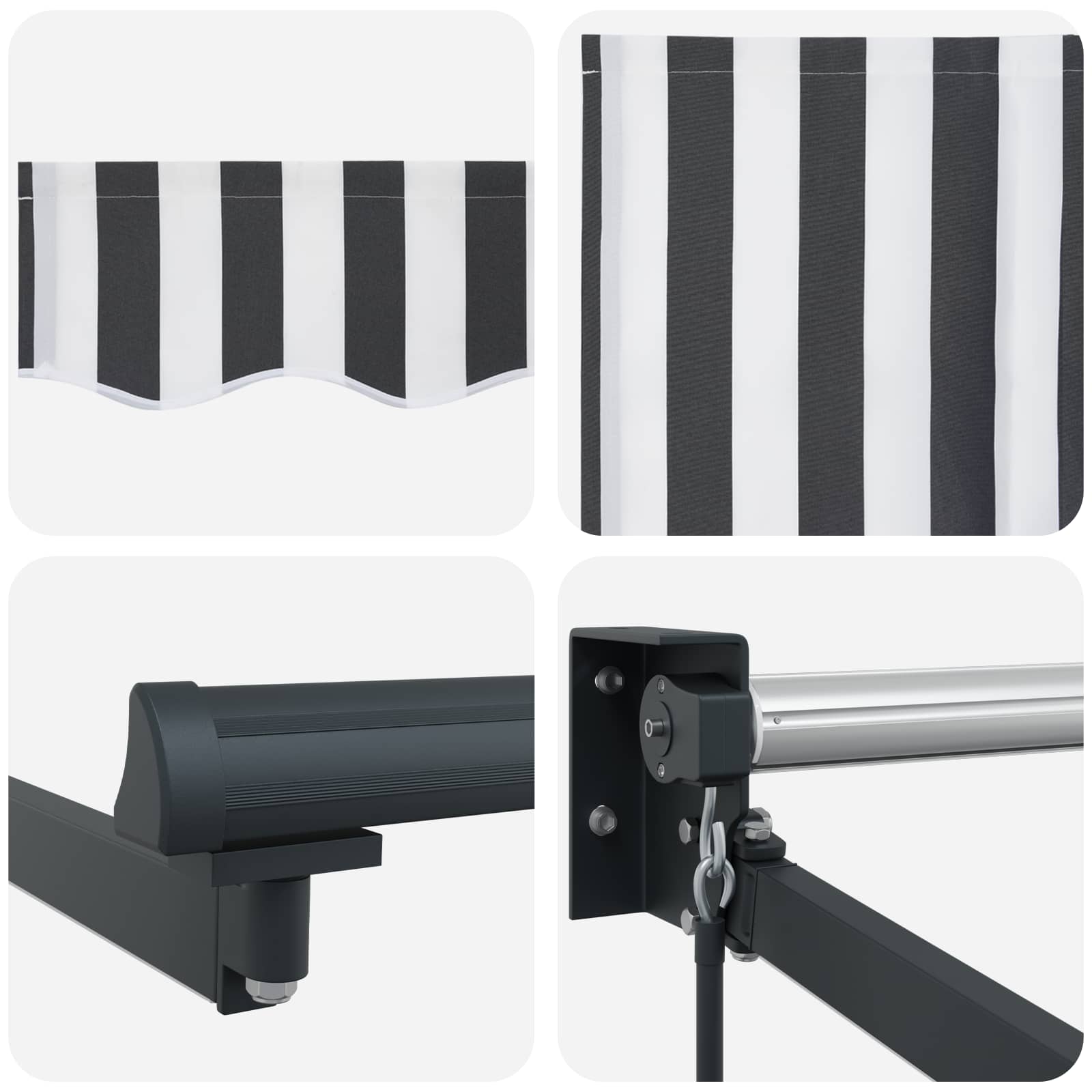 Handbediende luifel met LED's Antraciet en Wit 3 x 2 m image 7