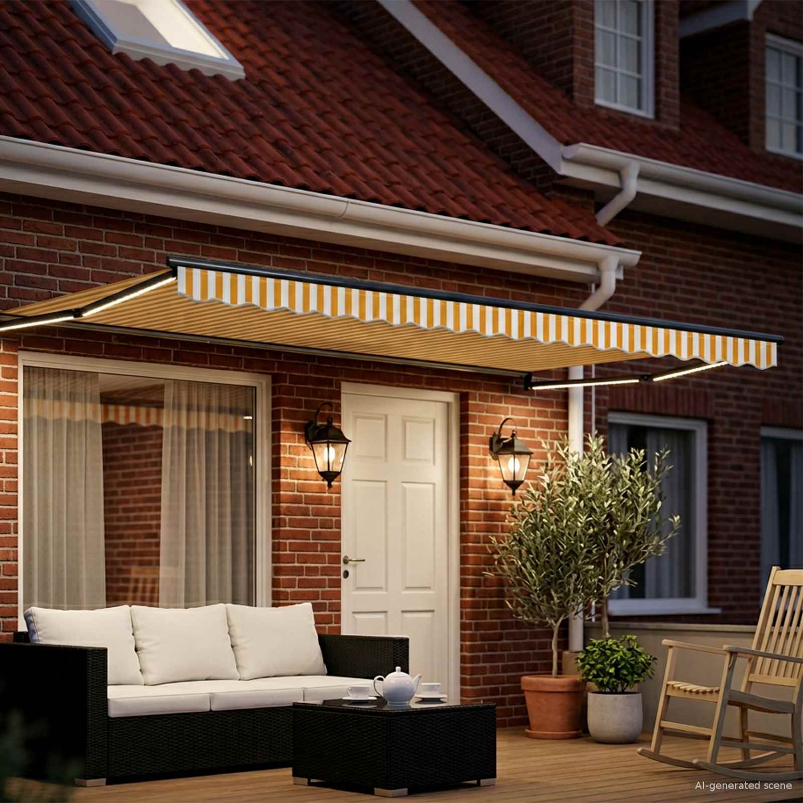 Handbediende luifel met LED's Geel, Wit, Anthraciet 4 x 2 m image 3