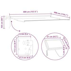 Ruční výsuvná markýza s LED pásky Vícebarevný 4 × 3 m - obrázek 11