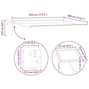 Ruční výsuvná markýza s LED pásky 4,5 × 3 m - obrázek 11