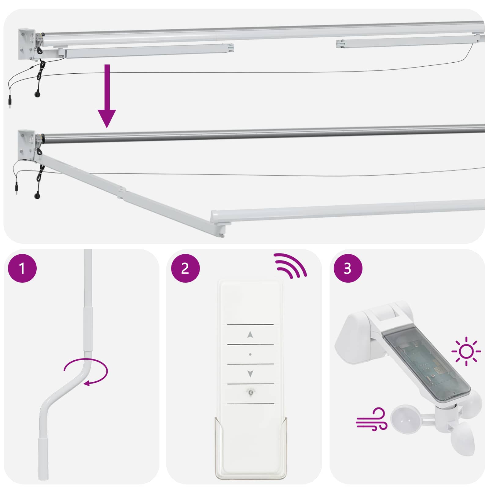 Elektrisch zonnescherm met Multikleur 3,5 x 2 m Aluminium image 10