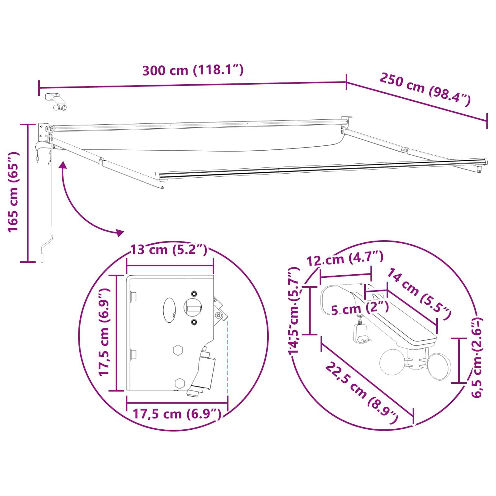 Elektrisch Uittrekbaar Zonnescherm Bruin 3 x 2,5 m image 13
