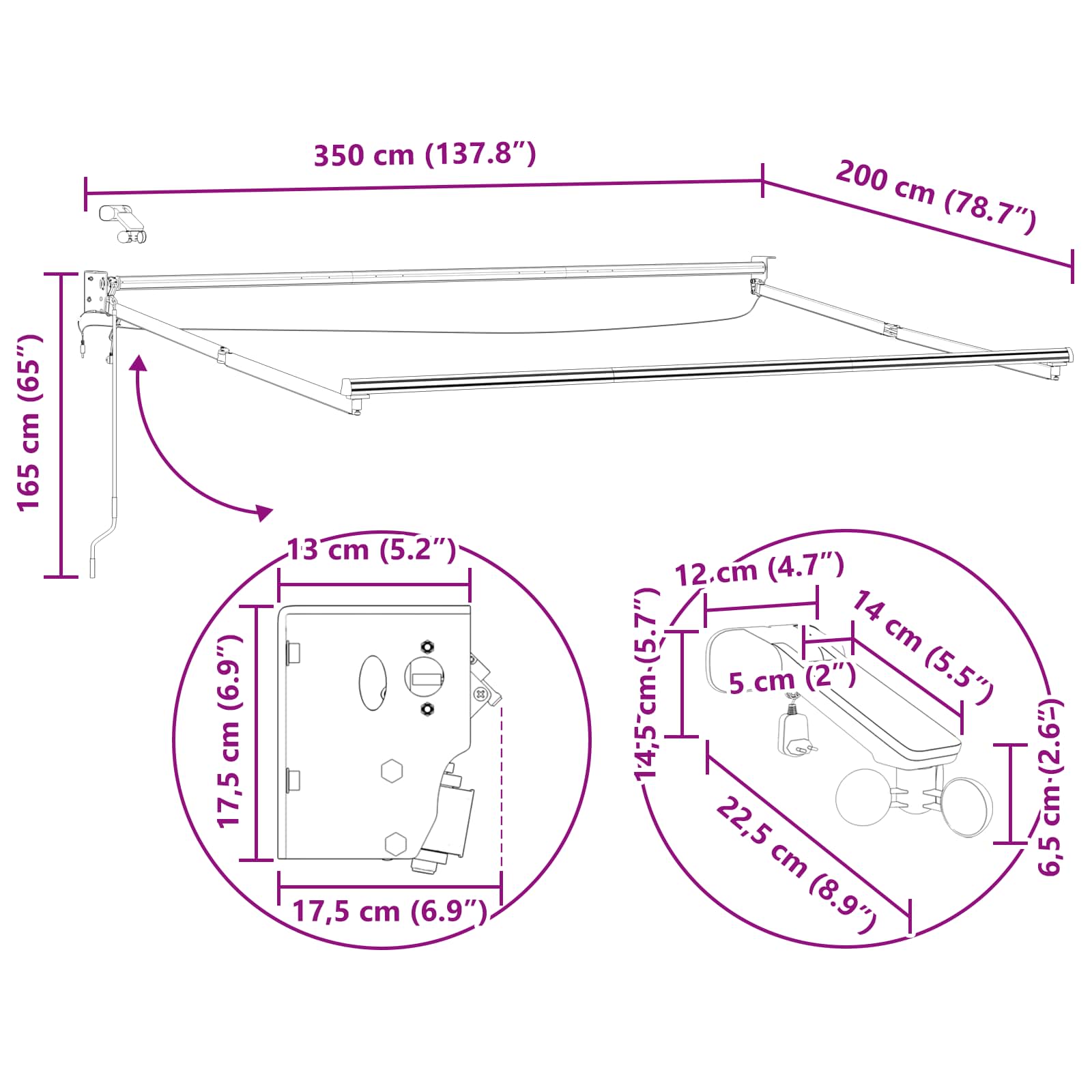 Elektrisch Uittrekbaar Zonnescherm Crème 3,5 x 2 m image 13