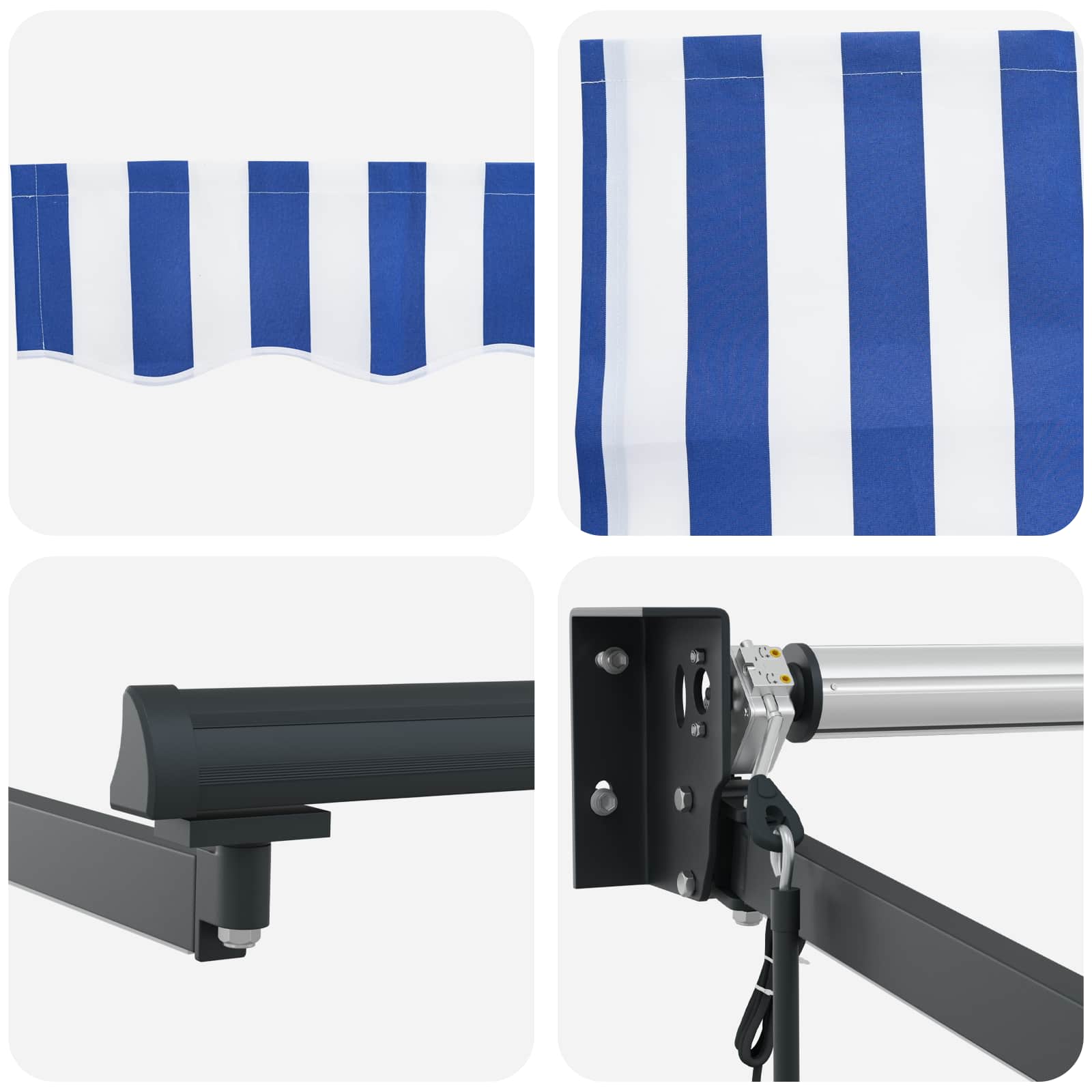 Elektrisch zonnescherm met Blauw en Wit 4,5 × 3 m Aluminium image 7