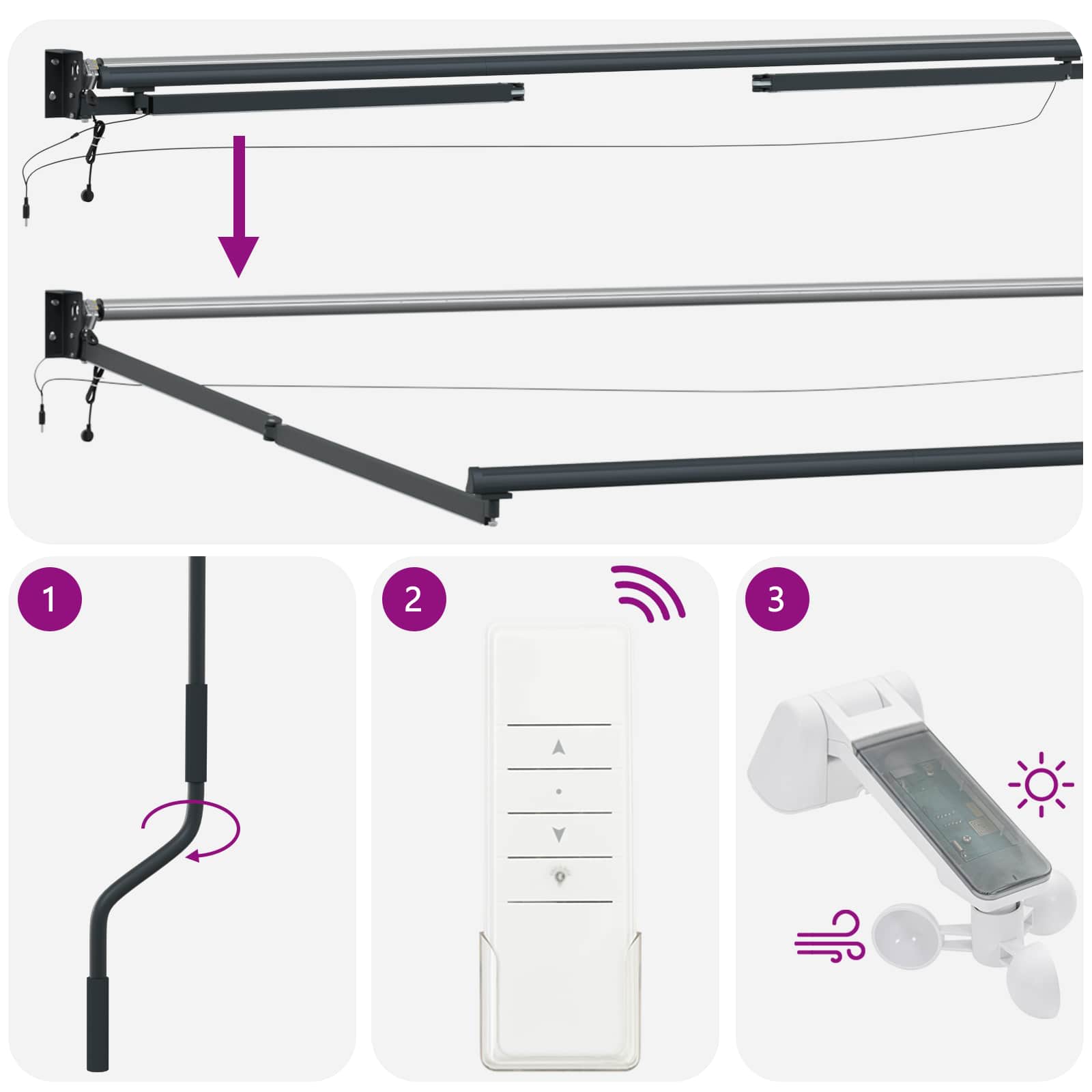 Elektrisch zonnescherm met Multikleur Aluminium image 10