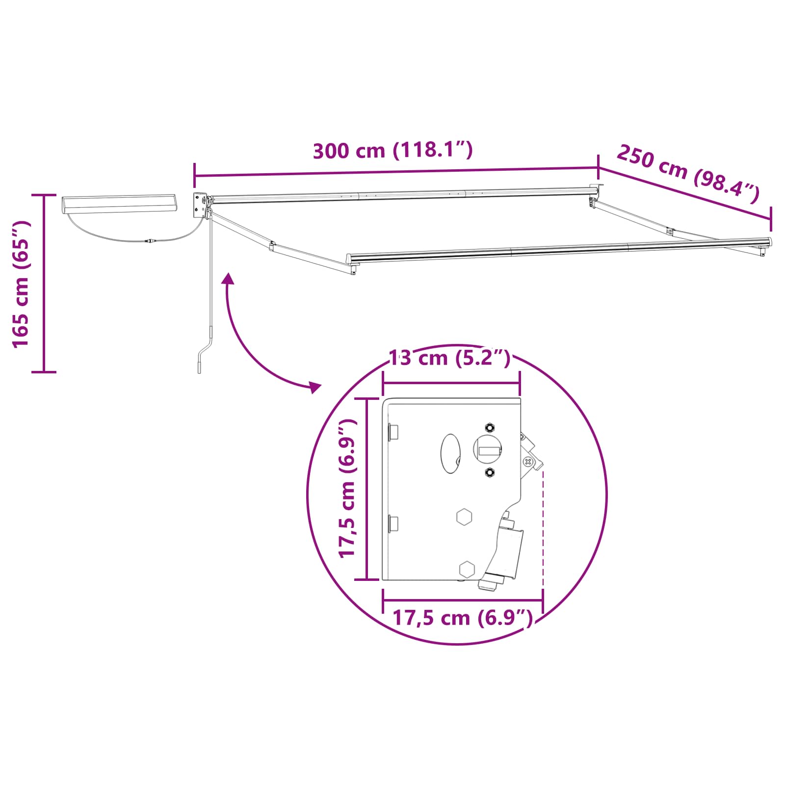 Elektrisch Uittrekbaar Zonnescherm Multikleur 3 x 2,5 m image 12