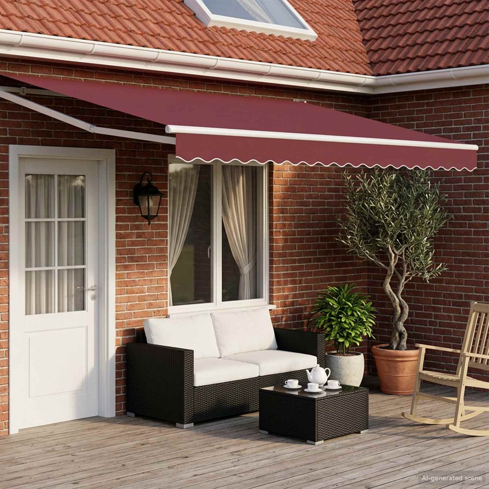 Elektrisch Uittrekbaar Zonnescherm Bordeaux Rood 4 × 3 m
