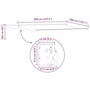 Elektrická Retrakční markýza Béžová a Antracit 4 × 3 m - obrázek 11