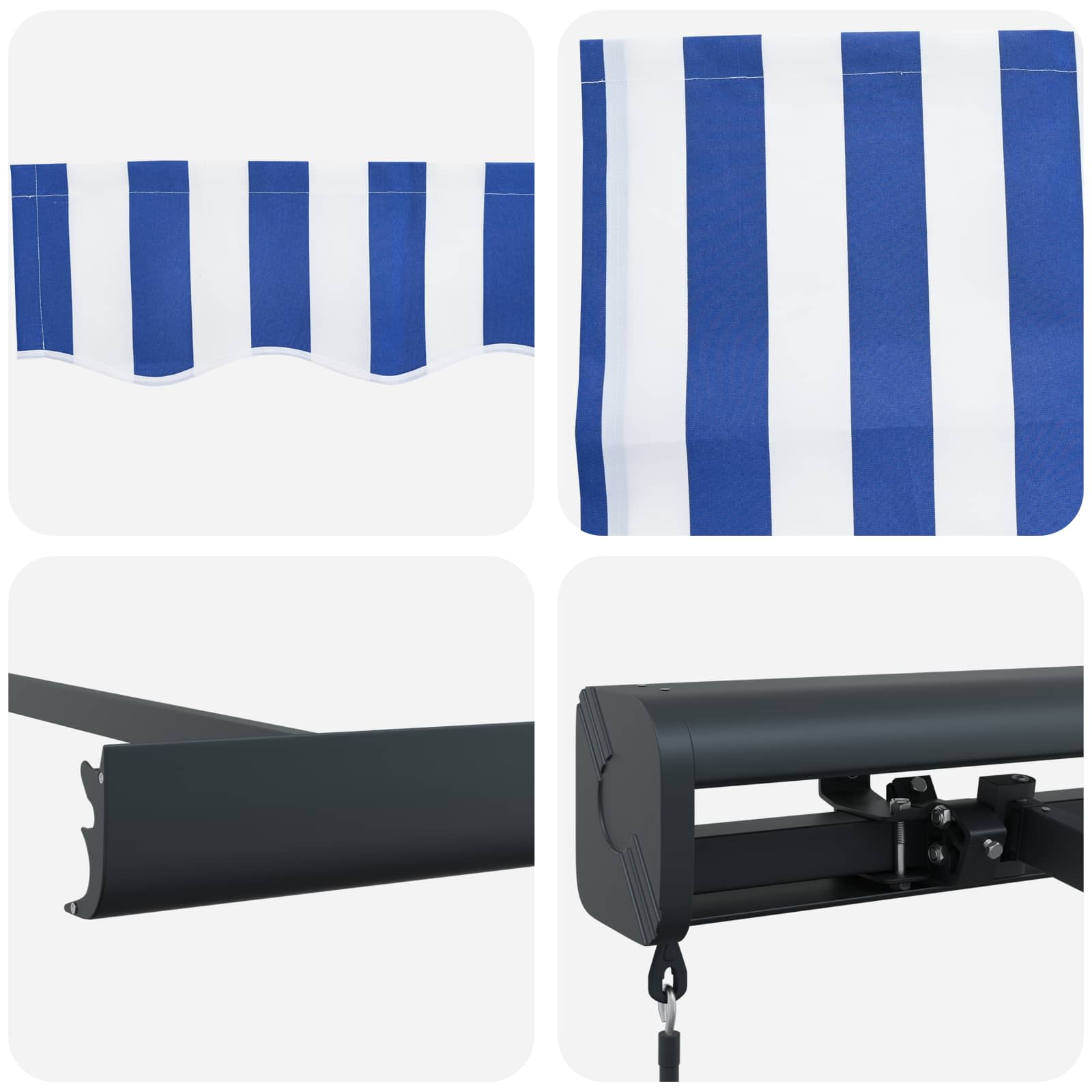 Inklapbaar Zonnescherm Blauw en Wit 400 × 300 cm image 8