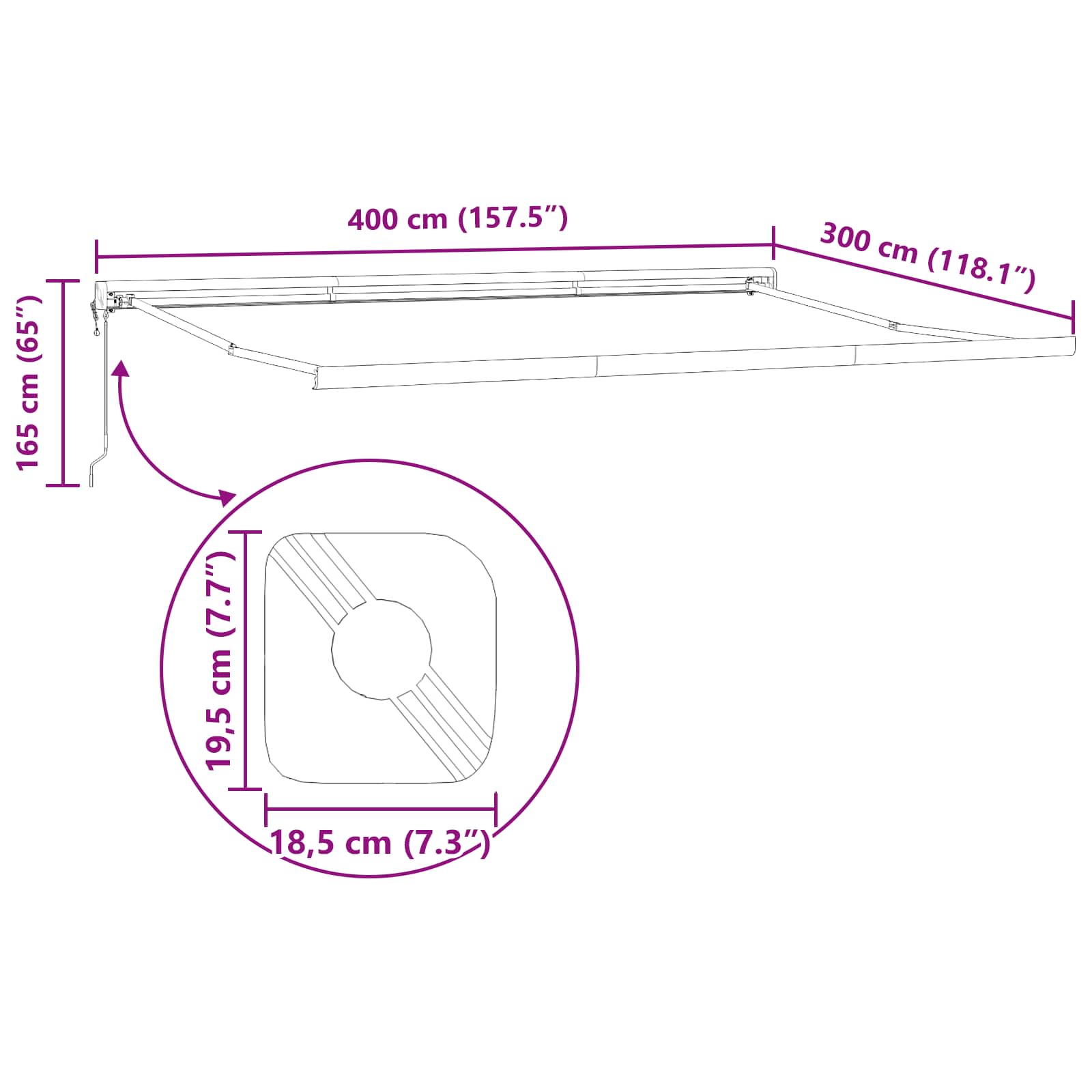 Inklapbaar Zonnescherm Antraciet en Grijs 400 × 300 cm image 12
