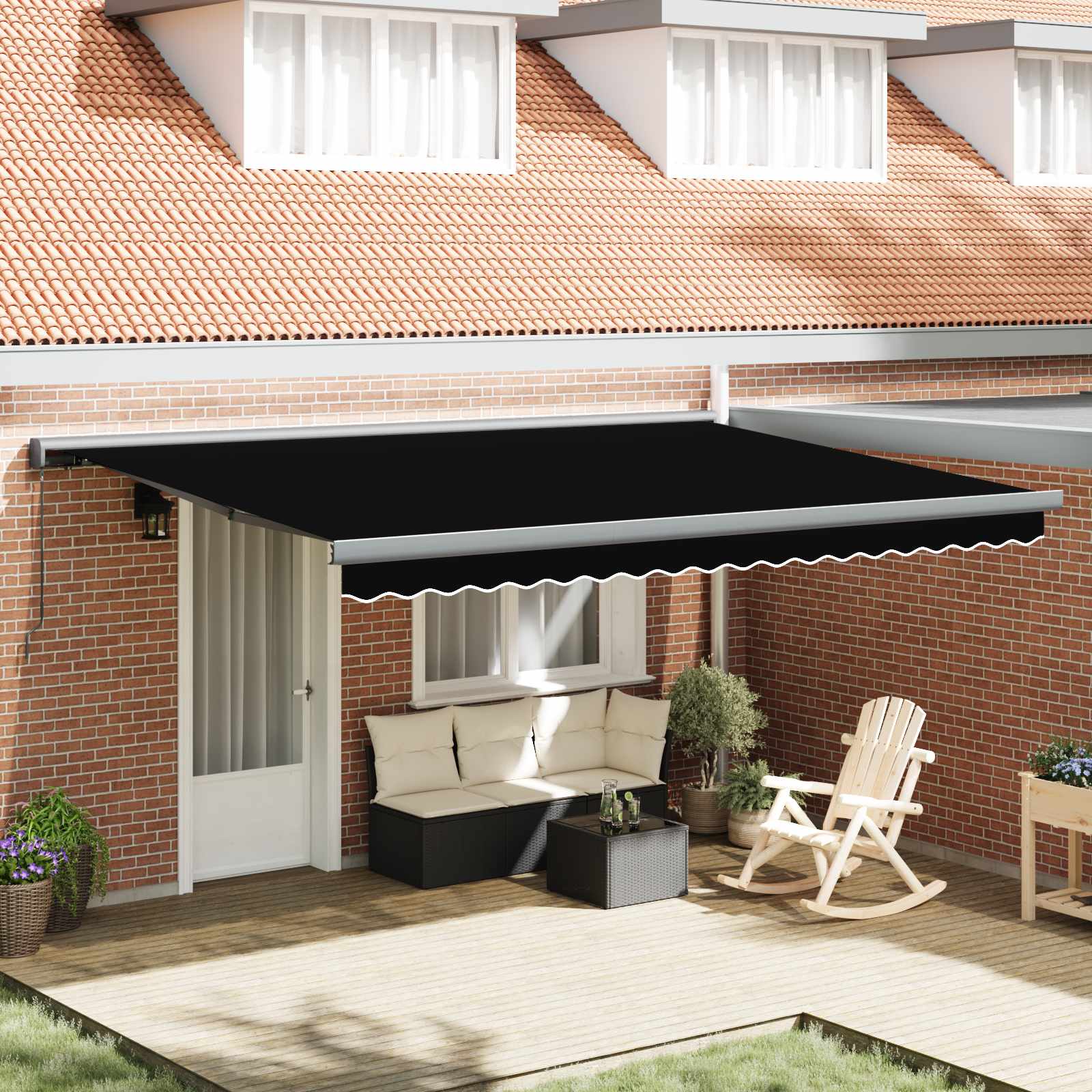 vidaXL Cortina Retractabilă Negru 4 × 3 m Pânză și Aluminiu