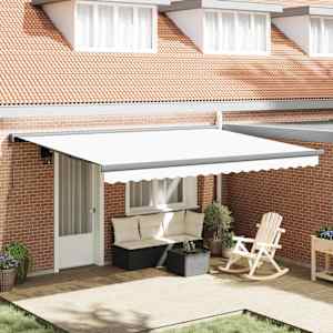 Retraktilna tenda Bela 4 × 3 m Platno in aluminij