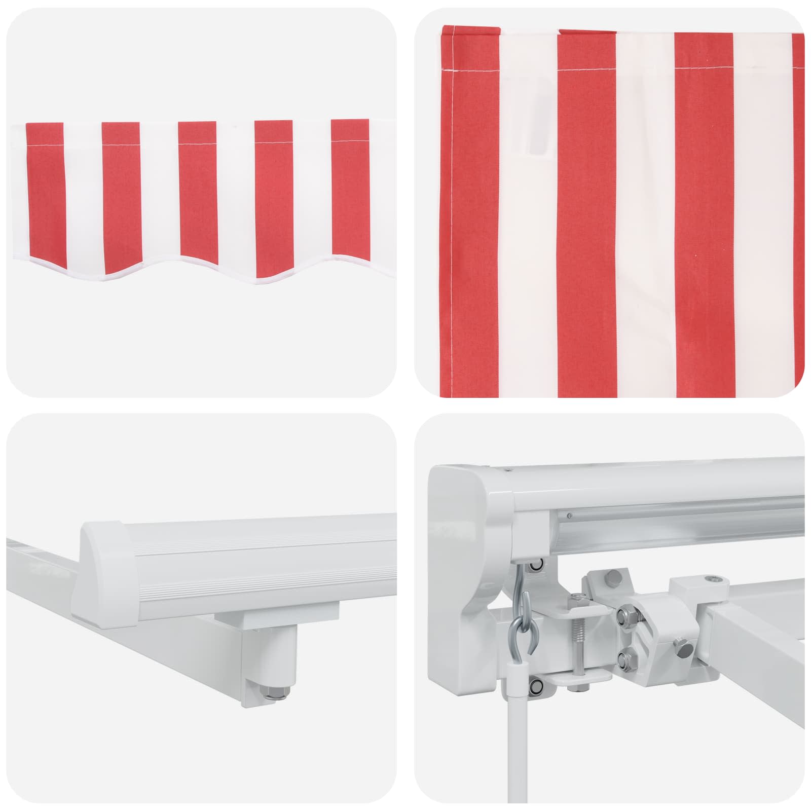 Handmatig uitschuifbare luifel Rood en Wit 3 x 2,5 m image 6