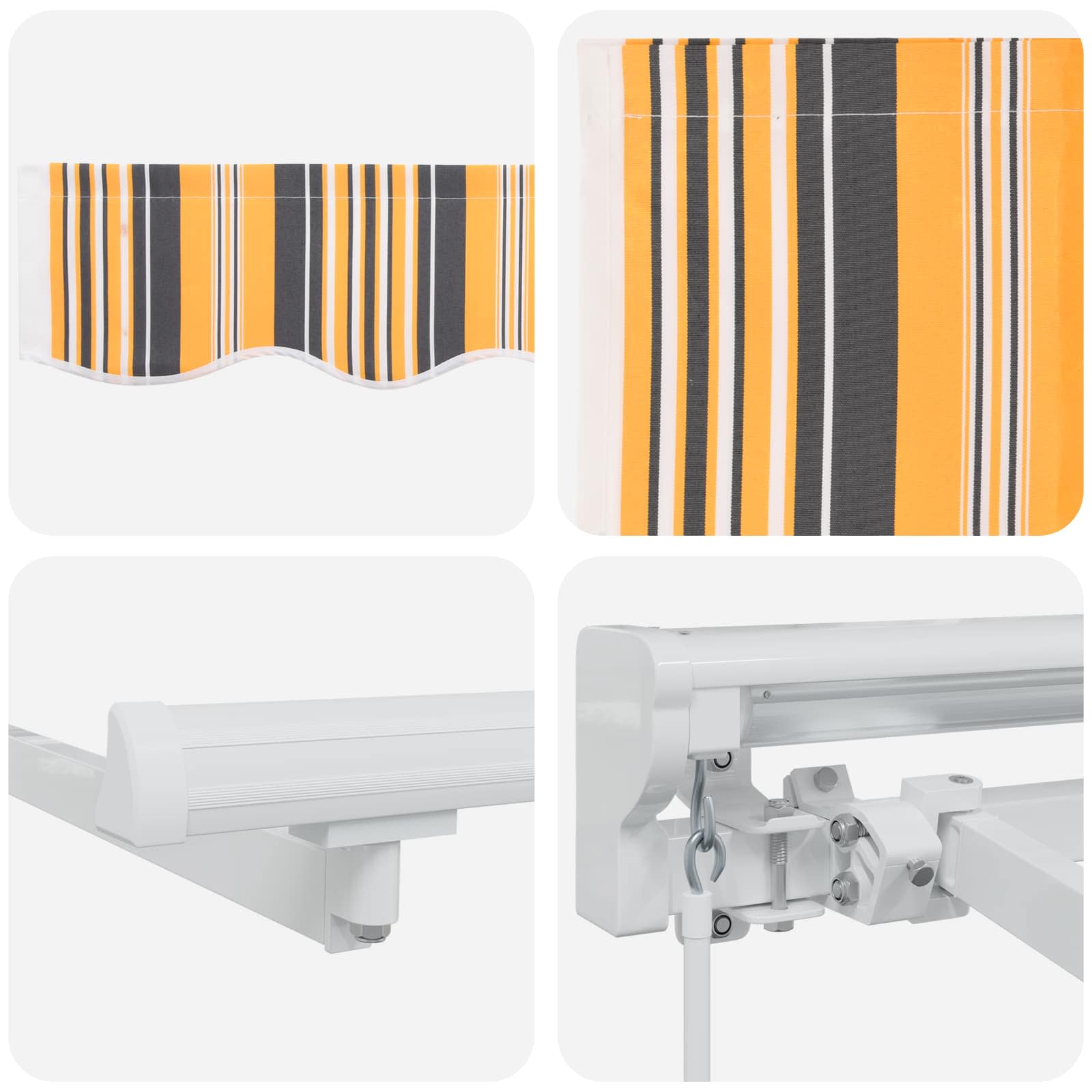 Handmatig uitschuifbare luifel Geel, Grijs en Wit 4 × 3,5 m image 6