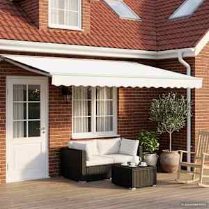 Ročno zložljivo senčilo Bela 4 × 3,5 m Poliester s PU premazom