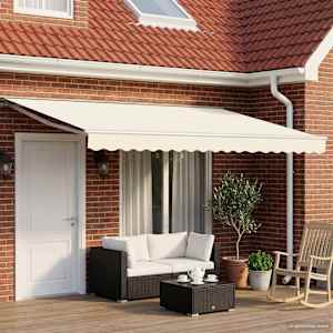 Ročno zložljivo senčilo Krem 4,5 × 3 m Poliester s PU premazom