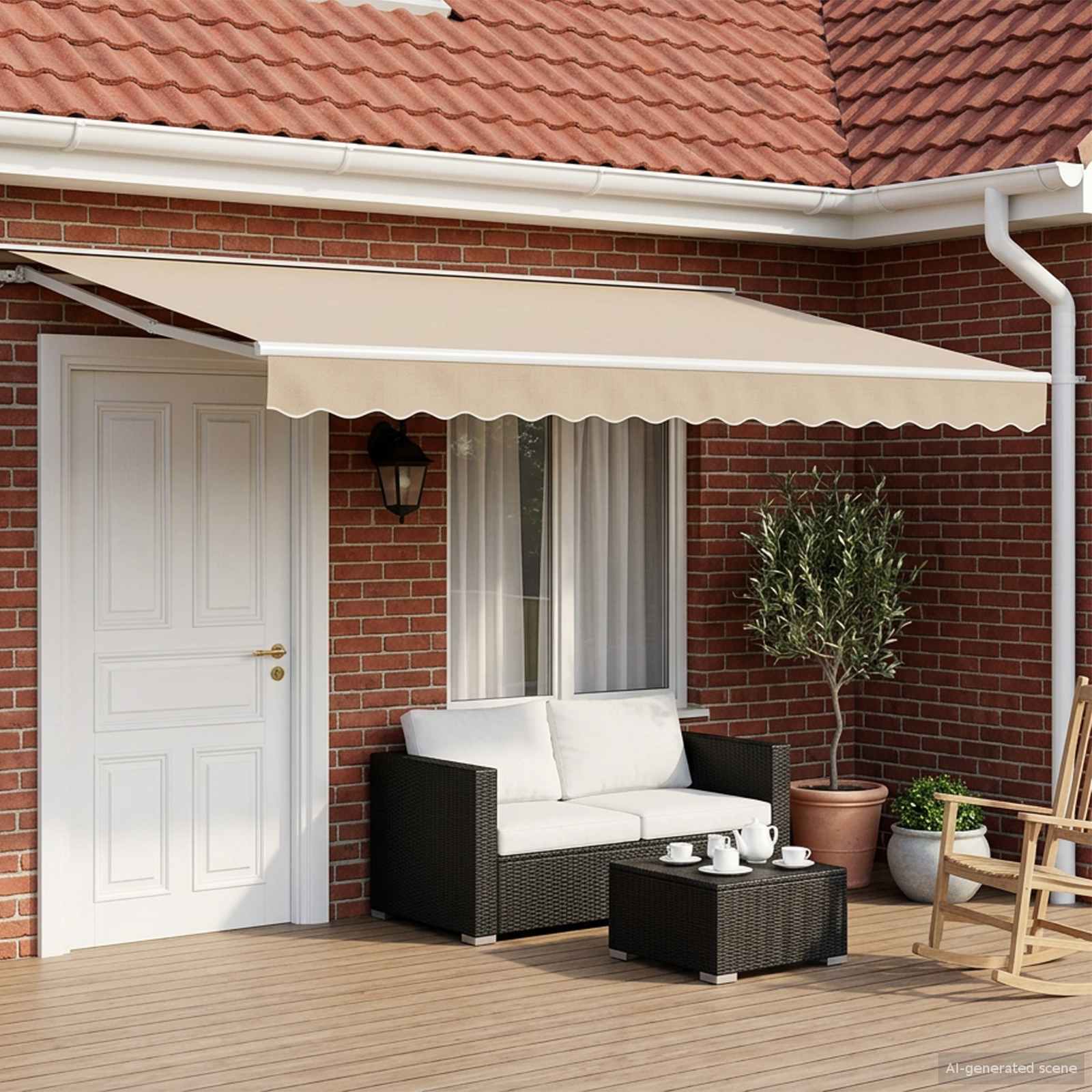 vidaXL Copertină retractabilă manuală Bej 5 x 3 m
